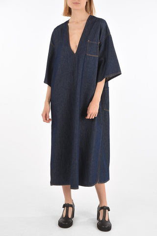 MM6 v-neck denim shirt dress with breast pocket