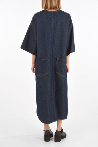 MM6 v-neck denim shirt dress with breast pocket