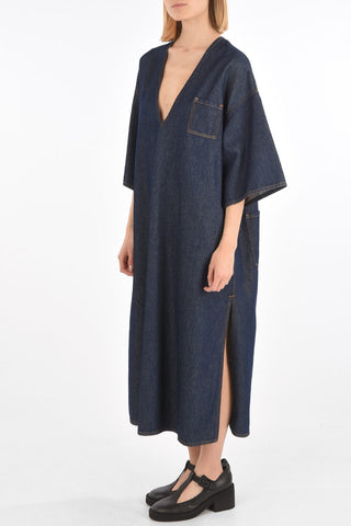 MM6 v-neck denim shirt dress with breast pocket