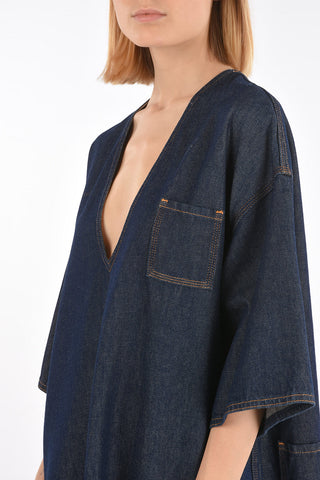 MM6 v-neck denim shirt dress with breast pocket