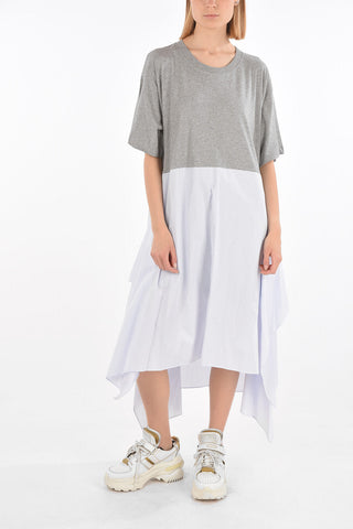 MM6 Asymmetrical Tunic Dress with Striped Skirt