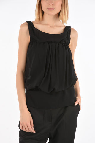 contrasting bow bare back top