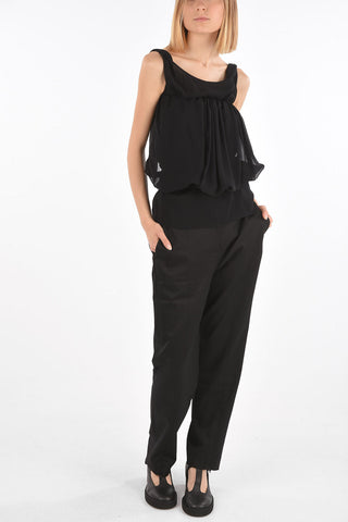 contrasting bow bare back top