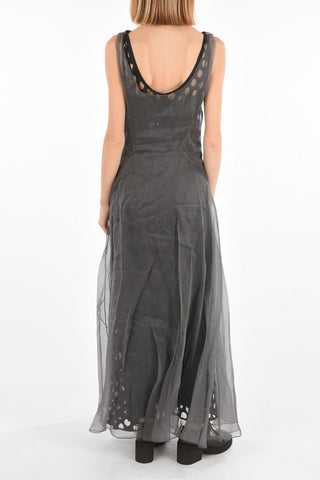 MM1 Perforated Inner Petticoat Silk Maxi Dress