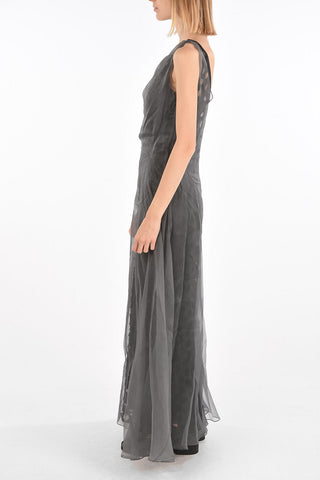 MM1 Perforated Inner Petticoat Silk Maxi Dress