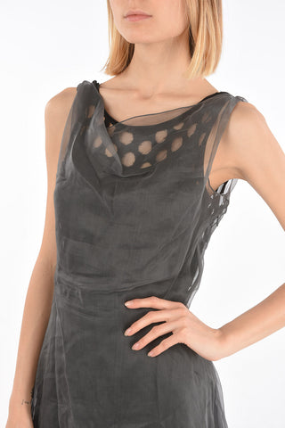 MM1 Perforated Inner Petticoat Silk Maxi Dress