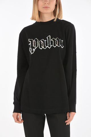 T-Shirt a Maniche Lunghe BLANK LOGO con Polsini