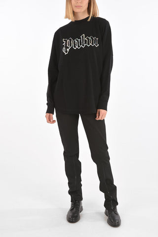 T-Shirt a Maniche Lunghe BLANK LOGO con Polsini