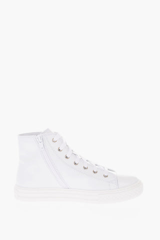 leather BASKET high-Top Sneakers with side zip closure