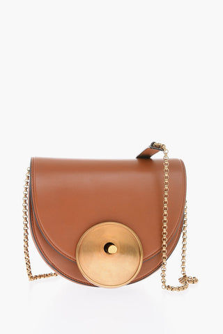 golden detail leather saddle bag