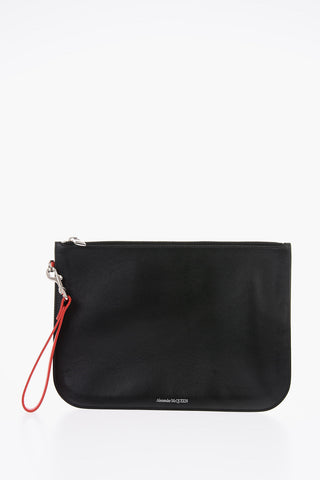 zip closure leather pouch