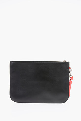 zip closure leather pouch
