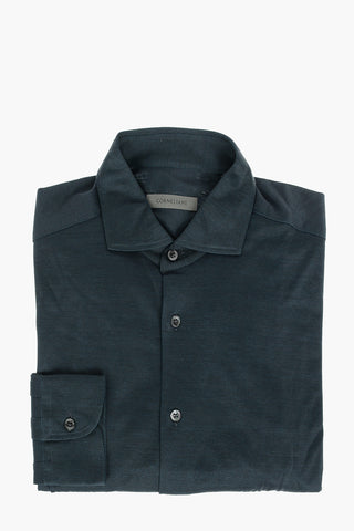 Stretched Cotton Shirt with Standard Collar