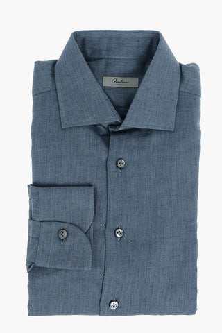 SARTORIA Cotton and Cashmere Shirt with Standard Collar