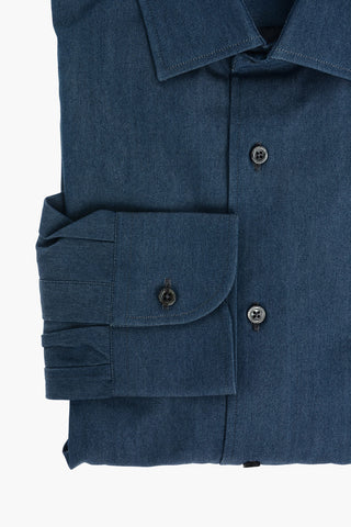 Camicia in Chambray con Collo Italiano