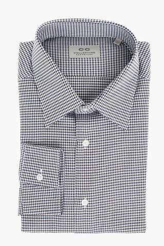 CC COLLECTION Camicia in Pied de Poule con Pocket Square
