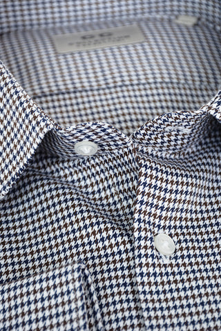 CC COLLECTION Camicia in Pied de Poule con Pocket Square