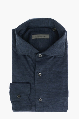 Virgin Wool Shirt with Standard Collar