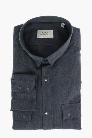 CC COLLECTION Chambray Shirt with Double Breast Pocket