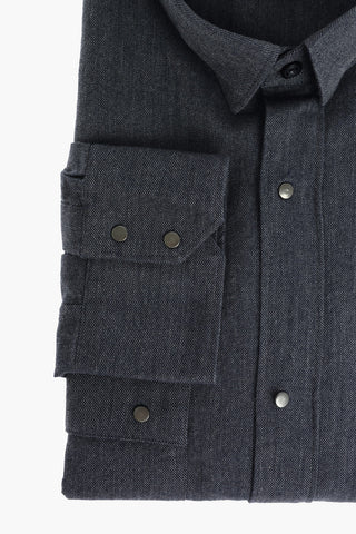 CC COLLECTION Chambray Shirt with Double Breast Pocket