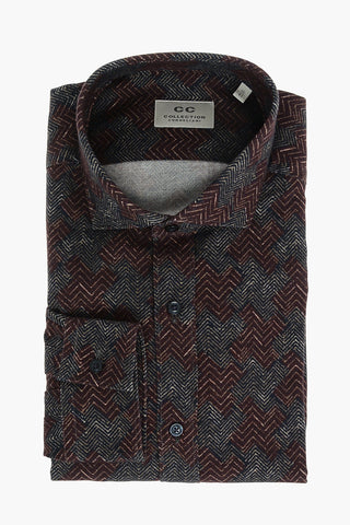 CC COLLECTION Geometric Patterned Shirt with Classic Collar