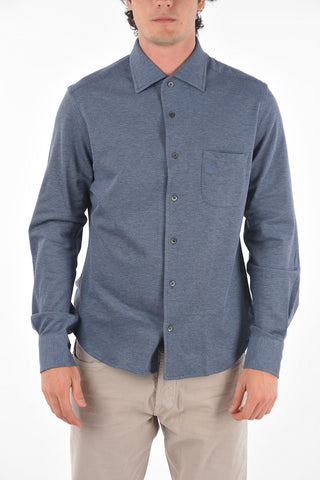 TRAVELTECH Stretched Fabric Shirt with Plaid Check Pattern
