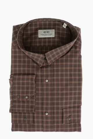 CC COLLECTION Tattersall Checkered Shirt with Double Breast Pocket