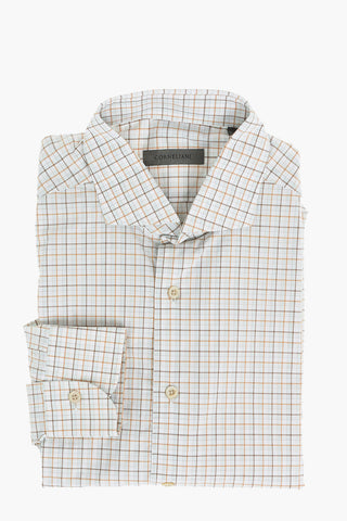 Camicia in Motivo Tattersall con Collo Francese
