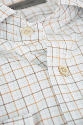 Camicia in Motivo Tattersall con Collo Francese