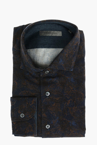 Camicia in Cotone Twill con Fantasia Astratta