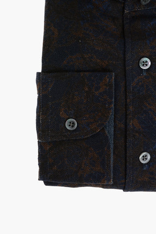 Camicia in Cotone Twill con Fantasia Astratta