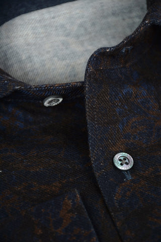 Camicia in Cotone Twill con Fantasia Astratta