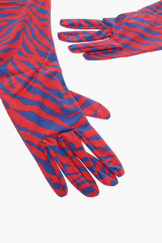 MM6 animal patterned two-tone opera gloves