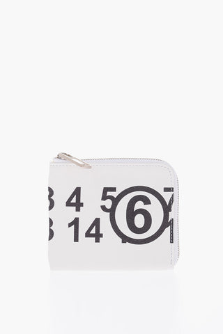 MM6 Contrasting Logo Leather Mini Wallet with Zip Closure