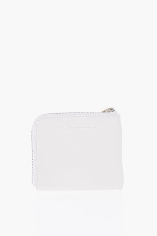 MM6 Contrasting Logo Leather Mini Wallet with Zip Closure