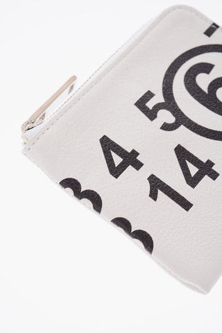 MM6 Contrasting Logo Leather Mini Wallet with Zip Closure