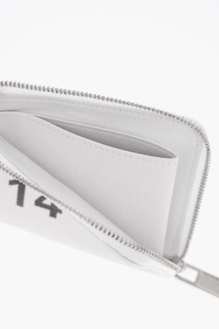 MM6 Contrasting Logo Leather Mini Wallet with Zip Closure