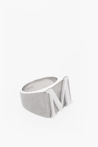 Silver Signet ring with contrasting letter M