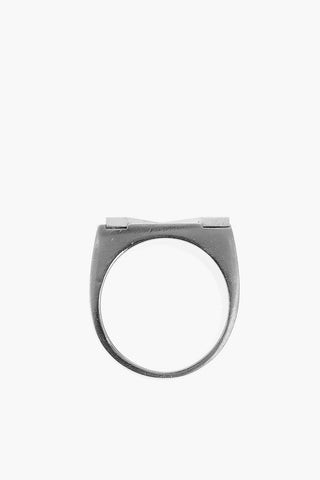 Silver Signet ring with contrasting letter M