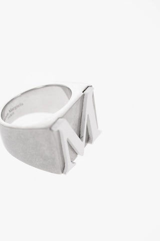 Silver Signet ring with contrasting letter M
