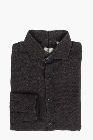 CC COLLECTION Cotton Shirt with Herringbone Pattern