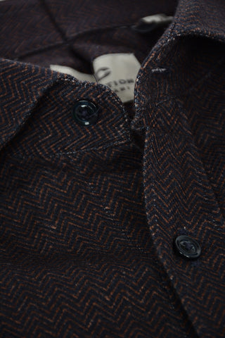 CC COLLECTION Cotton Shirt with Herringbone Pattern