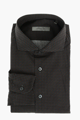 Camicia in Motivo Geometrico Con Collo Italiano