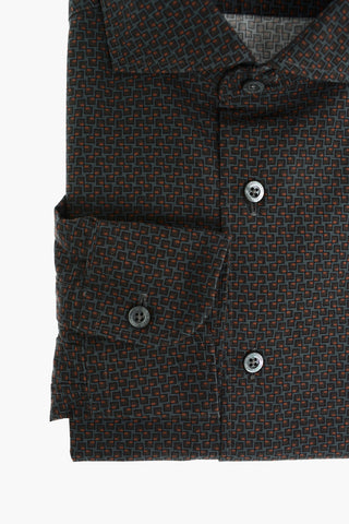 Camicia in Motivo Geometrico Con Collo Italiano
