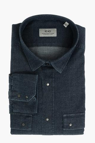 CC COLLECTION Chambray Cotton Shirt with Two Breast Pockets