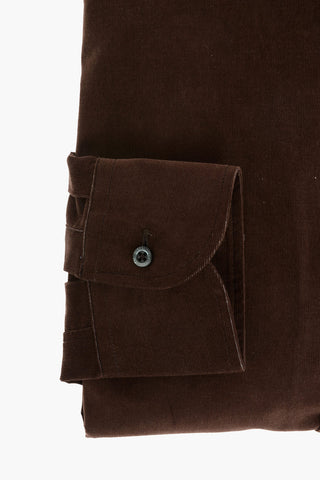 Camicia in Velluto a Costine con Collo Francese