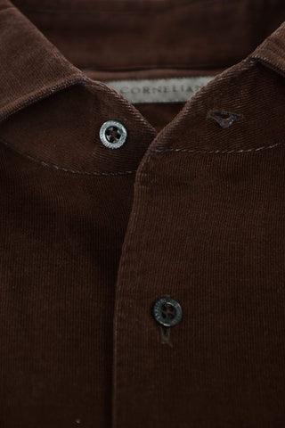 Camicia in Velluto a Costine con Collo Francese
