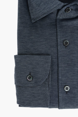 Hopsack Cotton Shirt with Standard Collar