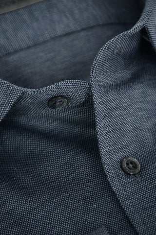 Hopsack Cotton Shirt with Standard Collar