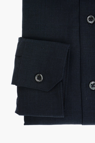 Camicia in Lana Vergine con Collo Francese